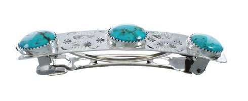 Navajo Native American Turquoise Sterling Silver Hair Barrette X11298